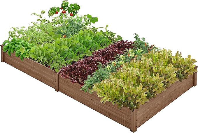 Topeakmart 92.5 x 47.5 x 10in Horticulture Raised Garden Bed 8×4ft Wooden Planting Box in Garden Backyard/Outdoor Use Brown