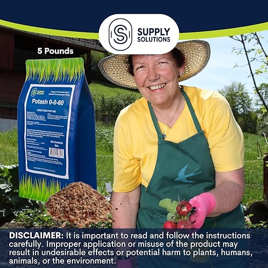 Supply Solutions Muriate of Potash 0-0-60 Fertilizer - High Potassium Fertilizer for Lush Crops &amp Blooms Ideal for Acidic Plants (5lbs)