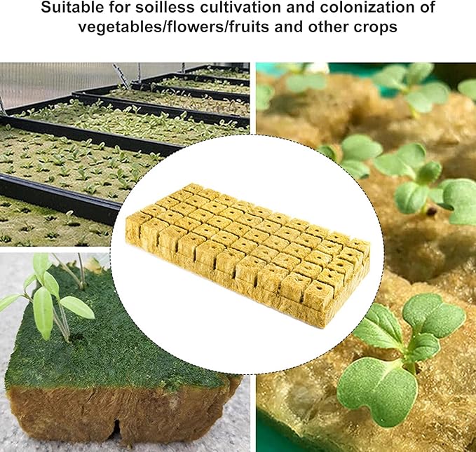 Rock Wool Hydroponic Grow Media Cubes Garden Seedling Block Water Cultivation Seeding Sowing Germination Culture Substrate