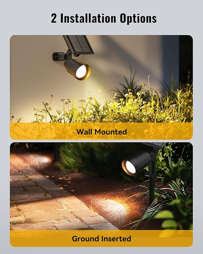 Solar SpotLights Outdoor 2 Pack Solar Spot Lights Outdoor Waterproof IP65 with 3 Lighting Modes for Garden Landscape Pathway Pool Area Tree Decor