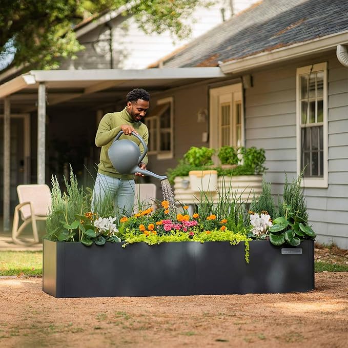 Vego garden Modern Raised Garden Bed 17 Tall 27 x 83 Heavy Metal Planter for Trees Plants Flowers Double-Walled Steel Planters for Commercial Residential Patio Midnight Blue