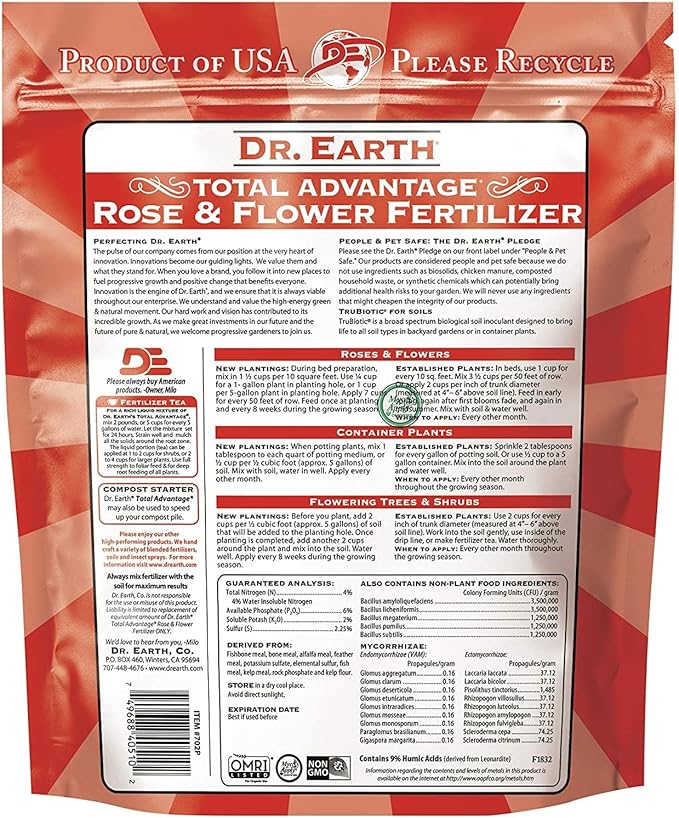 Dr. Earth 702P Organic 3 Rose &amp Flower Fertilizer in Poly Bag 4-Pound (4 lb (Pack of 2))