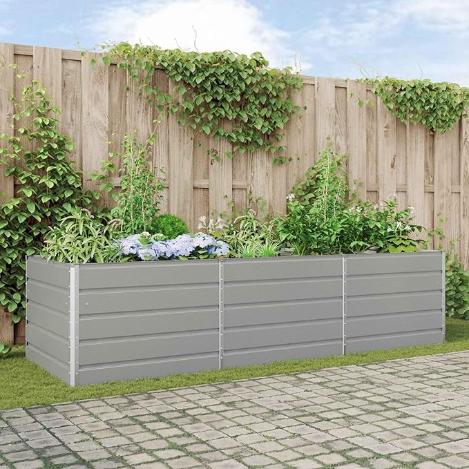 Galvanised Steel Raised Garden Bed Metal Planter Box for Outdoor Plants Vegetable Herb 114.17x39.37x29.53 Light Gray-222