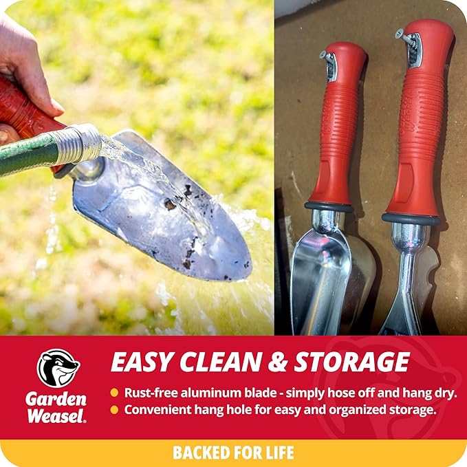 Garden Weasel 3-Piece Hand Tool Combo Set | Trowel Transplanter and Cultivator | Heavy Duty Lawn and Garden Set Digging Planting and Weeding | 91370-Q
