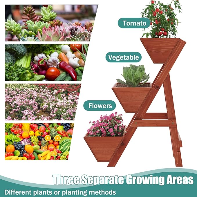 Raised Garden Bed 3 Tier Small Vertical Garden Planter for Indoor &amp Outdoor Raised Planter Box with Legs Garden Planter Box for Flowers/Vegetables/Plants