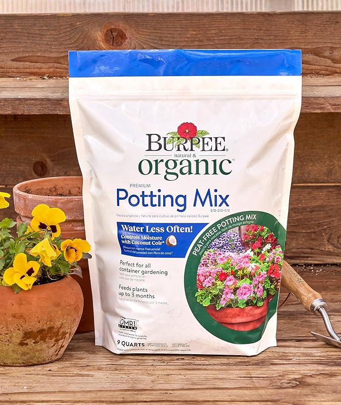 Burpee 9 Quarts | Premium Organic Potting Natural Soil Mix Food Ideal for Container Garden-Vegetable Flower &amp Herb Use for Indoor Outdoor Plant