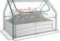 Miory Raised Garden Bed with Cover 3.9x2.5x1ft Galvanized Steel Planter with Mini Greenhouse Cover Dual Zippered Screen Windows Open Base for Vegetable Gardening