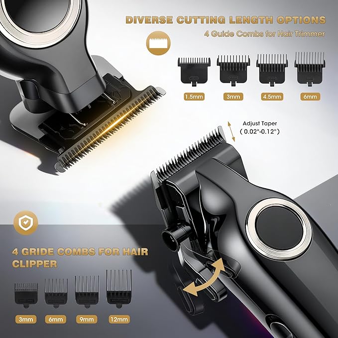 Karrte Professional Hair Clippers for MenBarber Clippers and Trimmers SetElectric Cordless Beards Trimmer with LED DisplayBarber Kit and Grooming Set Christmas Gift for Men