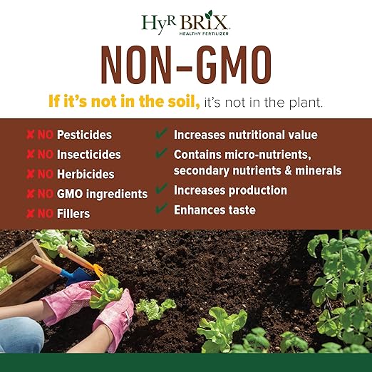 HyR BRIX All Natural &amp Organic 1-1-8 Vegetable Garden Fertilizer 20lb Bucket - Slow-Release Plant Food with Calcium &amp Sulfur - Essential Micronutrients for Healthier Produce