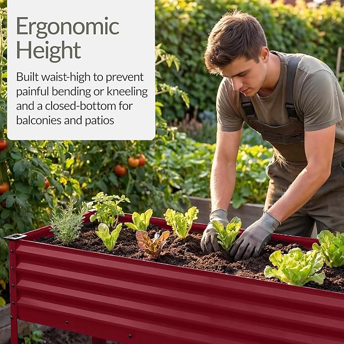 Best Choice Products 48x24x30in Galvanized Raised Garden Bed Metal Elevated Planter Box Vegetable Garden for Backyard Patio Balcony - Royal Red