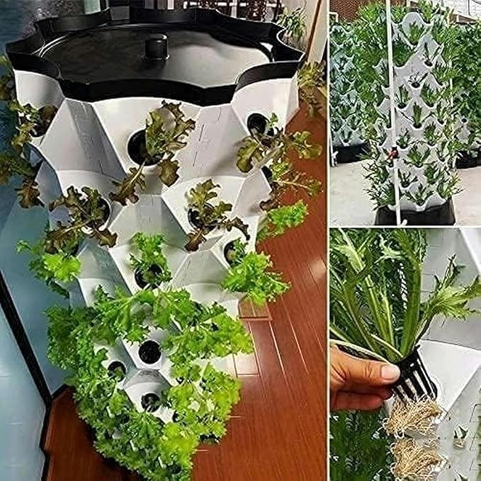 Hydroponic Growing Kits Hydroponic Tower 48Pots Hydroponic Planting Indoor and Outdoor Multi-Layer Planting Equipment Kit Ve