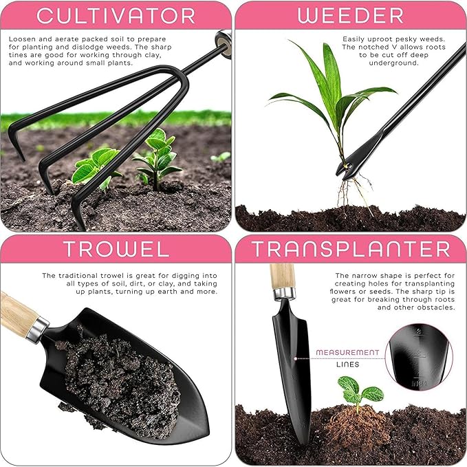 Garden Tools Set Outdoor Planting Supplies Gardening Gear with Ergonomic Construction Plant Care Tools for Home Use Tool Set with Ergonomic Handle Design Equipment for Gardeners