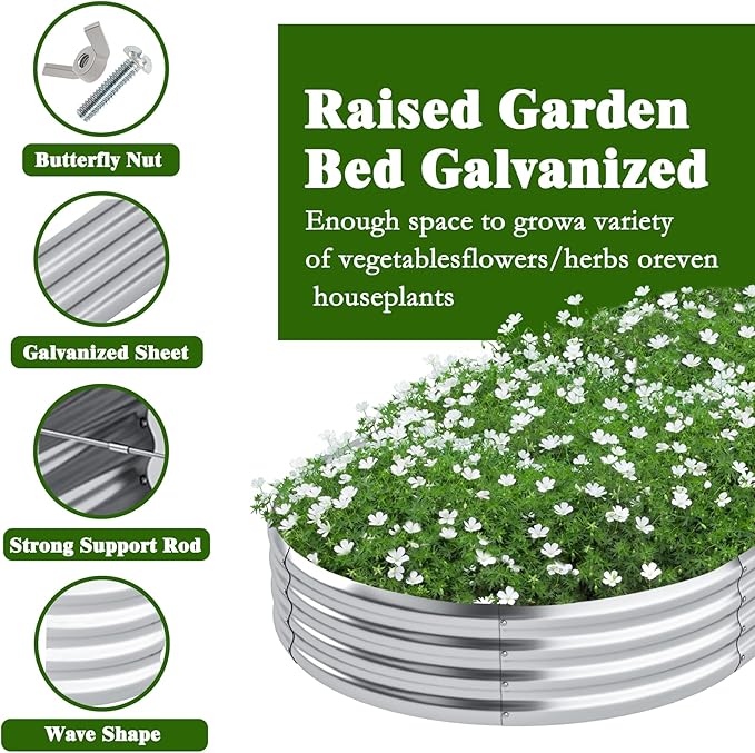 Galvanized Raised Garden Bed 8x4x1ftPlanter Raised Beds Outdoor for GardeningLarge Raised Planter Boxes for VegetablesFruitsFlowersMetal Raised Garden Bed
