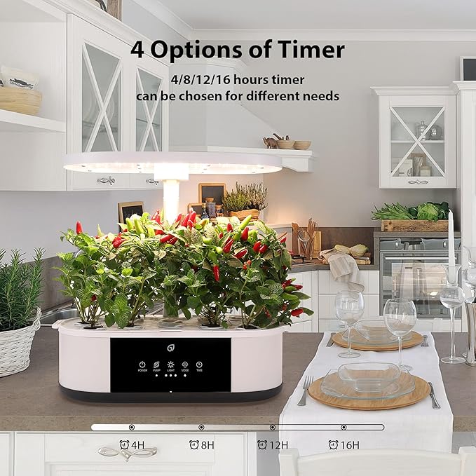 Litake 12 Pods Hydroponics Growing System Indoor Garden with 3 Planting Modes Up to 16 120 LED Light Fixed Hook Timer Silent Pump System for Home Kitchen Gardening GS1 Mini
