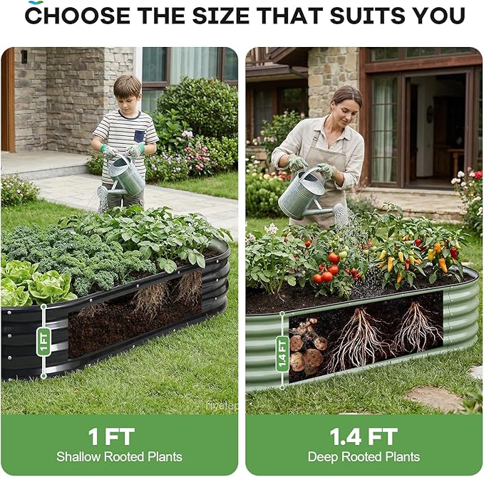 Galvanized Raised Garden Bed Outdoor 6x3x1ft Oval Metal Raised Beds for Gardening Rust-Resistant Garden Planter Box for Planting Vegetables Flowers Fruits in Backyard Patio Lawn(Grey)