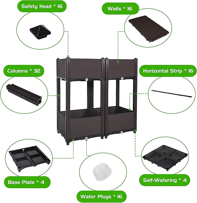 D'vine Dev Raised Beds - Elevated Garden Box with Drainage Plug Standing Planter Beds for Vegetable/Flower/Herb Gardening Kit RGB-4