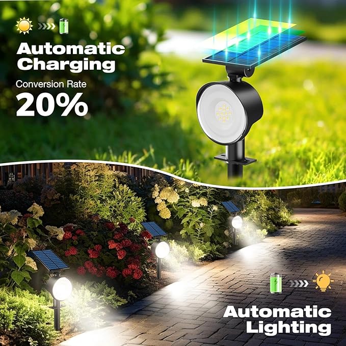 nipify 4 Pack Solar Lights Outdoor Waterproof 3 CCT Solar Spot Lights with 2 Brightness Landscape Spotlights for Outside Garden Yard Trees