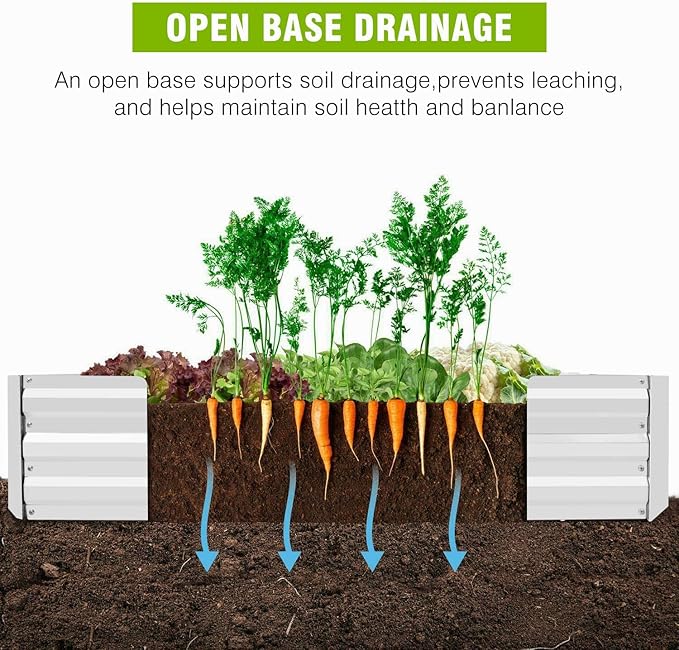 Galvanized Garden Bed Outdoor Raised Garden Bed for Vegetables Flowers and Herbs Planting Boxes Metal Planter Boxes Large Galvanized Steel Raised Bed Kit 8x4x1ft Planter Raised Beds