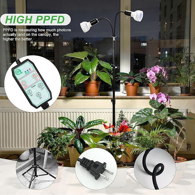 Grow Light 5500K (160 Watts Equiv) White Full Spectrum Plant Growing Lamp for Indoor PlantsLED Bulbs Replaceable