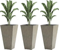 Set of 3 Tall with Drainage Hole 28 Outdoor Flower Pots Indoor for Porch Patio and Deck Gray