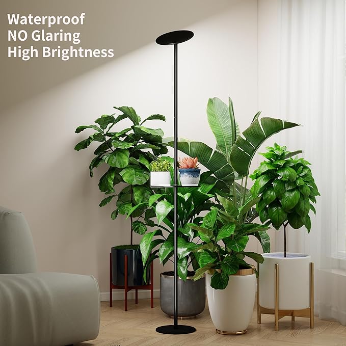 chiphy 69 Full Spectrum Grow Light for Indoor Plants 40W Tall Plant Lights with Tray 4/8/12H Timer 10 Level Dimmable Brightness Heights Adjustable Remote Control Ideal for Large Tall Plants