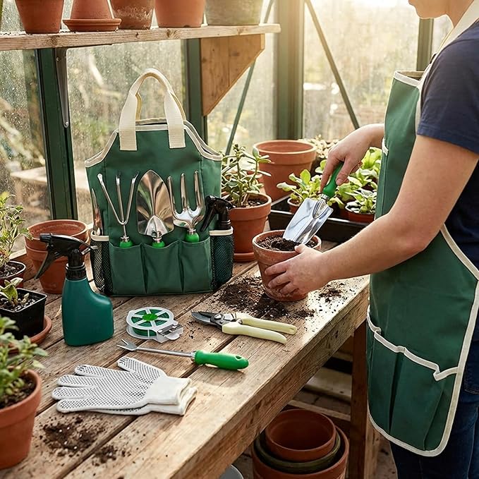 Gardening Tool Set 11-Piece Heavy Duty Stainless Steel Garden Tool Set with Handbag Gardening Hand Tools for Adults and Kids