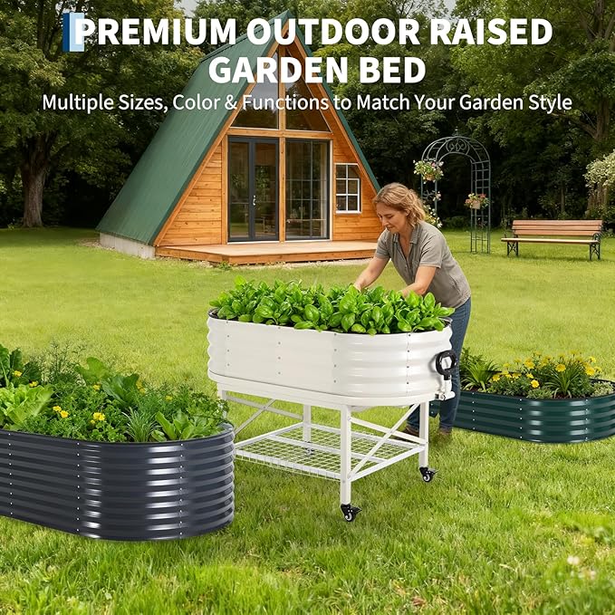 Galvanized Raised Garden Bed Kit with Cover Large Corrosion-Resistant Planter Raised Beds for Vegetables and Flowers Sturdy Outdoor Metal Garden Raised Beds with Reinforced Structure Easy Assembly