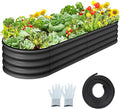 4.5x2x1.5 FT Oval Raised Garden Bed 2 Pcs Galvanized Raised Beds for Outdoor Planter Raised Boxes with Open-Ended BaseLarge Metal Raised Planter Beds for VegetablesFlowersTool-Free AssemblyGray