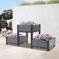 Planter Raised Beds Plastic Elevated Planter Box Boxes Modern Raised Garden Bed with Reinforced Support Rods for Vegetables Flowers Balcony Patio Gardening Black &amp Gray