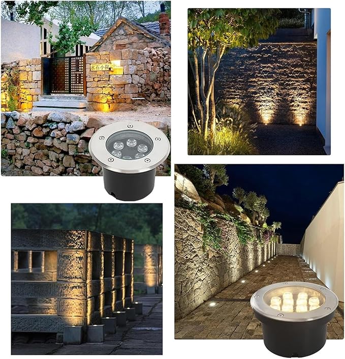 Underground Light LED - Embedded LED Underground Circular Light Panel IP67 Waterproof Stainless Steel Spotlight Low Voltage Floor Lighting Tool Suitable for Green 9W