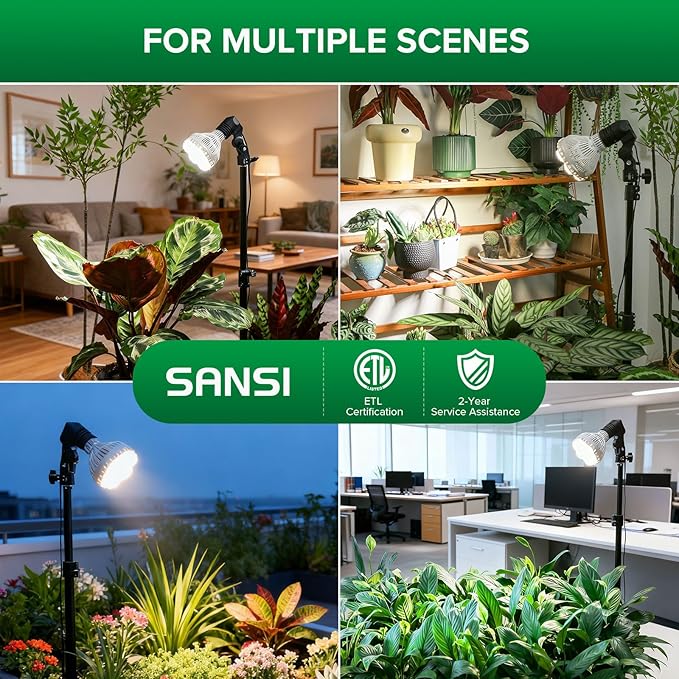 SANSI Standing Grow Lights for Indoor Plants 40W Plant Lights for Indoor Growing Full Spectrum(600W Equiv) Tripod Adjustable 30-55 Plant Lamp with 4-Level Dimmable Auto On Off 4 8 12 Hrs Timer