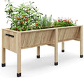IDEALHOUSE Raised Garden Beds Outdoor 72x26x31 Inch Wooded Raised Planter Box with Legs Elevated Garden Bed with Hooks 13.7 Inch Depth 300 Lbs Capacity for Balcony Patio and Backyard Natural