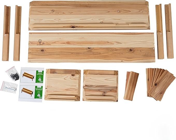 44 x 12 Cedar Raised Garden Bed Planter Box – Premium Tongue &amp Groove Cedar Wood Built-in Drainage – Easy Assembly – Outdoor Planter for Vegetables Herbs Flowers