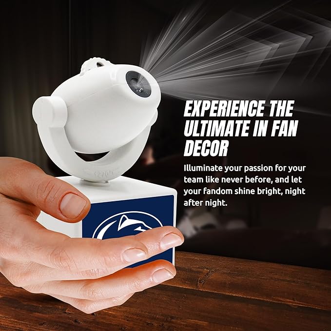 Sporticulture NCAA American Football Penn State Nittany Lions - Adjustable Led Mini Spotlight Projector with 6 Team Logo Designs - Portable &amp Rechargeable Spotlight - Battery-Operated - 4.37” x 3.