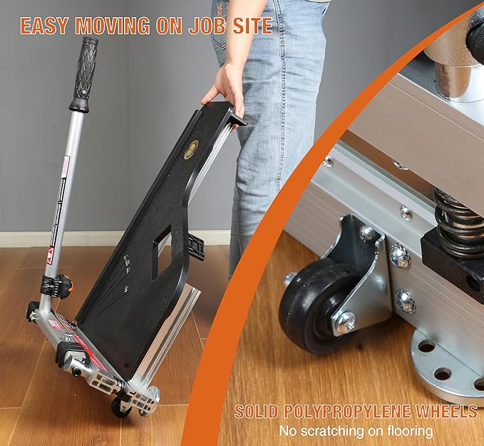 Laminate Floor Cutter 13” Vinyl Floor Cutter with Wheels – Easy Angle &amp Length Cutting Flooring Tools - Cuts Laminate Floor Engineered Wood LVP LVT VCT SPC WPC HSS Blade/LED Light
