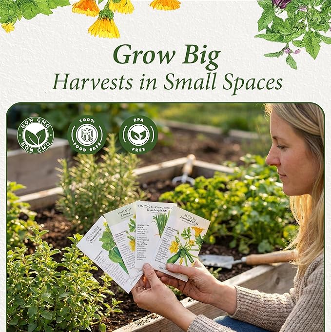 Botanical Interests: Container Garden Seed Bundle - 12 Individual Seed Packets: Non-GMO Compact Vegetable &amp Flower Seeds: Grow Your Own Food in Pots &amp Small Spaces