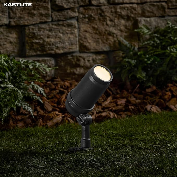 KASTLITE 3.6W 400LM LED Spot/Flood Light with Black Finish for Pathway Garden Yard | 12V Soft White 3000K Integrated LED Adjustable Beam Outdoor Spotlight | IP65 Waterproof | Single Unit