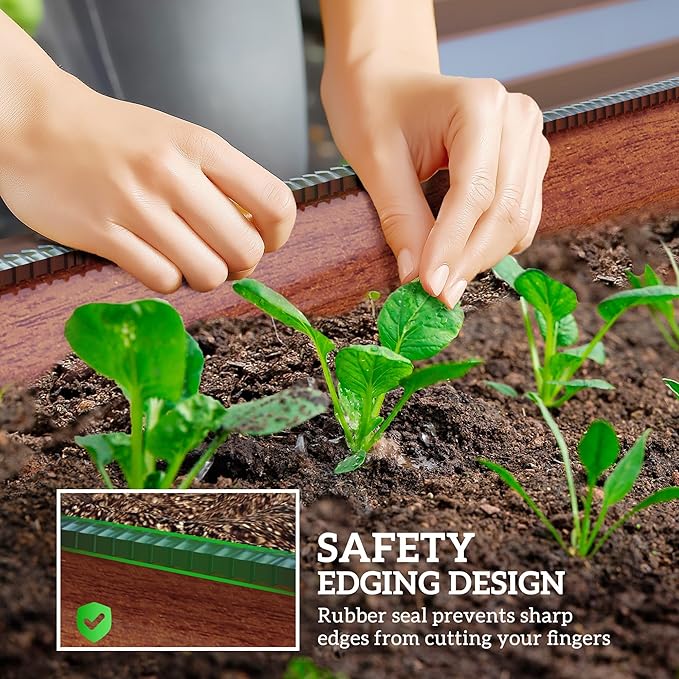 Outsunny 3.5' x 2' x 1' Galvanized Raised Garden Bed Kit Outdoor Metal Elevated Planter Box with Safety Edging Easy DIY Stock Tank for Growing Flowers Herbs &amp Vegetables Brown