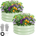 GreatBuddy 2x2x1 ft Round Galvanized Raised Garden Bed Easy-Assembly Raised Bed with Anti-Cut Gloves &amp Tools Rust-Proof Garden Bed for Outdoor Vegetables Herbs Small Trees Green