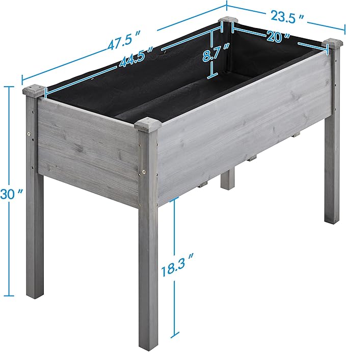 Topeakmart Elevated Planter Bed Outdoor Wooden Raised Garden Bed Rectangle Raised Bed with Stable Structure Wooden Garden Box Standing Planter for Garden/Patio/Backyard/Outdoor2pcs