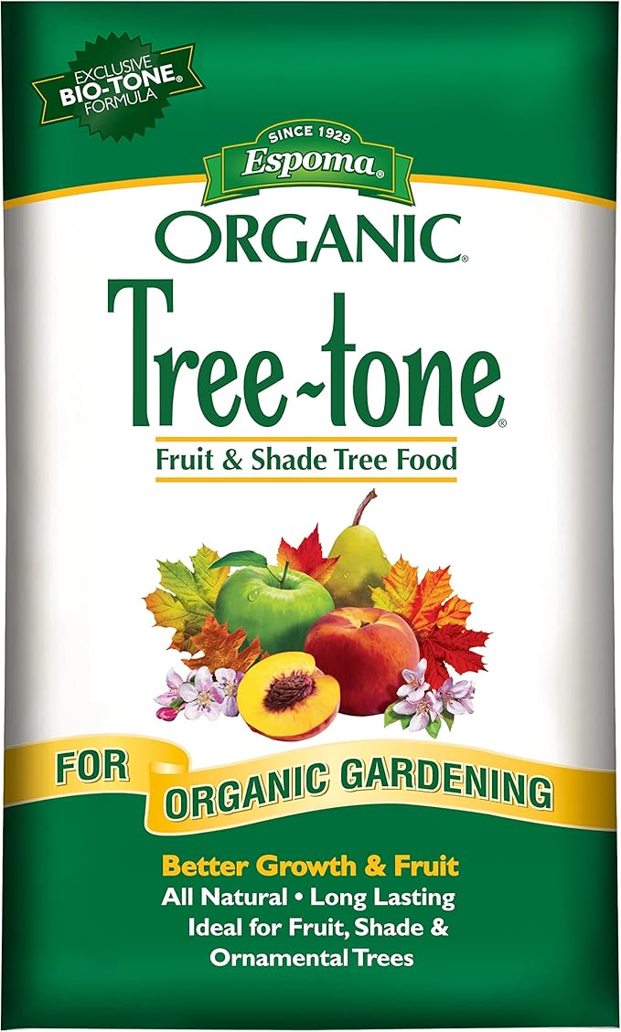 Espoma Organic Tree-Tone 6-3-2 Natural &amp Organic Fertilizer and Plant Food 36 lb. Bag Organic Fertilizer for All Trees. Use for Fruit Trees Like Peach &amp Apple Trees and All Shade Trees