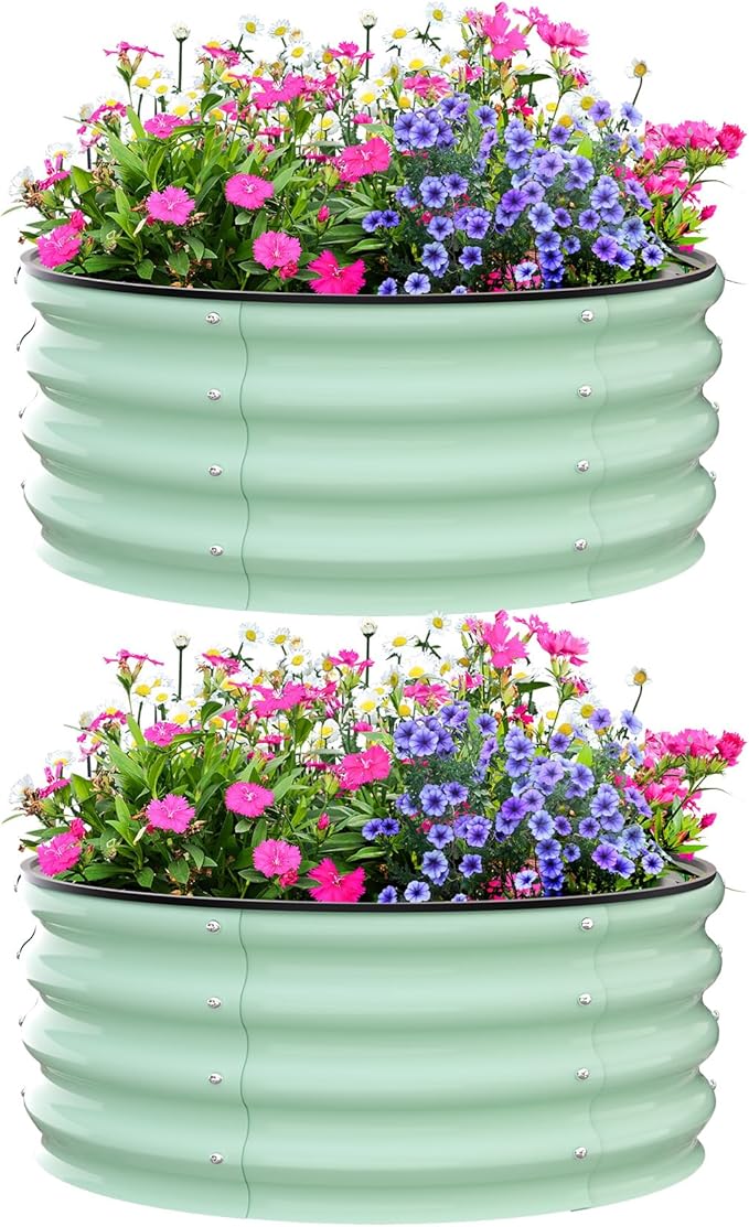 PeakPursuit Raised Garden Bed 2x2x1 FT Metal Raised Garden Beds Outdoor Rectangular Planter Box for Planting Plants Vegetables and Flower