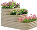 Outsunny 3-Tier Galvanized Steel Raised Garden Bed Kit 62.25 x 43 x 32.25 3 Combining Planter Boxes with Rubber Strip Edging Open Bottom for Backyard Garden Patio Cream White