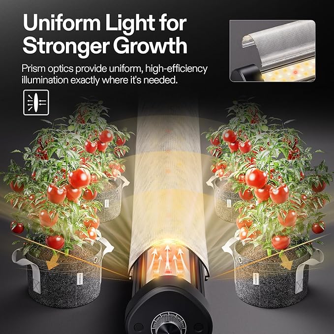 VIVOSUN LumaRay Under Canopy Grow Light Full Spectrum Dimmable LED Grow Lights for Grow Tents Greenhouses SGS Compatible 100W 3.28 ft 2 Pack