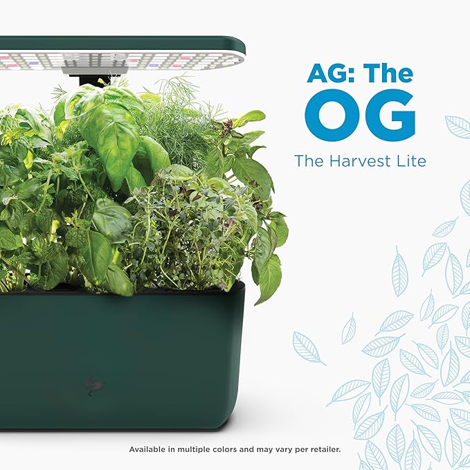 AeroGarden Harvest Lite in Green Soil-Free Indoor Hydroponic Garden with LED Grow Light for Year-Round Gardening of up to 6 Herbs and Vegetables