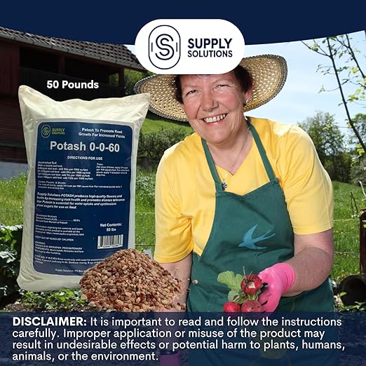 Supply Solutions Muriate of Potash 0-0-60 Fertilizer High Potassium Fertilizer Potassium for Plants Ideal Plant Food &amp Potash for Plants - for Lush Crops Blooms Acidic Plants (50lbs)