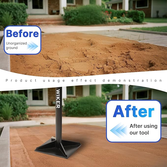 WIKER 8x8 Inch Steel Ground Tamper 48 Heavy Duty Hand Tamper Tool for Soil Compaction Dirt Leveling Landscaping Yard Garden and Paver Projects - No Loose Bolts Design