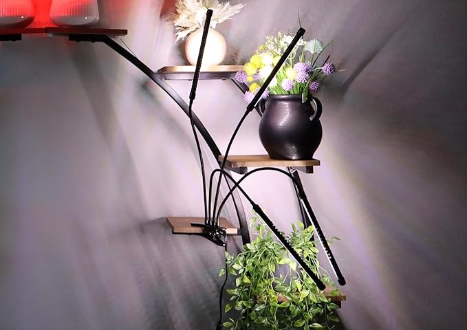 Plant Grow Light - 6000K Full Spectrum with Adjustable Red &amp White LEDs 10-Level Dimming USB Powered Clip-On Lamp for Indoor Plants Timer Function (4 Head)