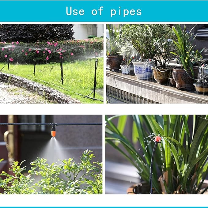 Drip Irrigation Kit Garden Irrigation System 1/4 Blank Distribution Tubing Watering Drip Kit/DIY Saving Water Automatic Watering System for Garden Greenhouse Flower Bed Patio Lawn