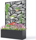 Metal Planter Box with Trellis 71X47X16 Privacy Planter for Patio Large Raised Garden Bed with Privacy Screen for Climbing Plants with Drainage Holes 15.7 Deep Planting Bed